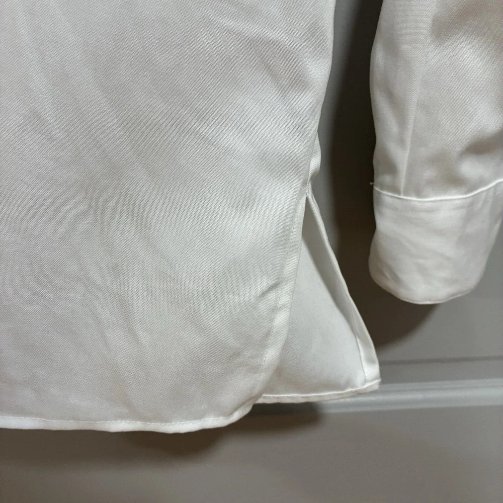 Foxcroft Wrinkle Free White Embroidered Button Shirt Women's Size 12 Classic Fit - Picture 12 of 15